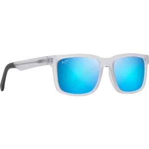 Maui Jim Stone Shack Polarized Classic Matte Crystal with Dark Grey Tips Sunglasses Blue Hawaii Lens
