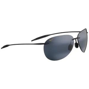 Maui Jim Sugar Beach Polarized Rimless Gloss Black Sunglasses Neutral Grey Lens