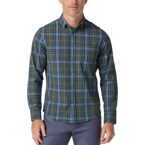 Mizzen+Main City Flannel Golf Shirt - Olive Thomas Plaid
