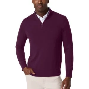 Mizzen+Main Heritage Quarter Zip Golf Sweater - Eggplant