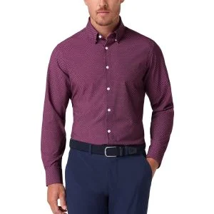 Mizzen+Main Leeward Long Sleeve Button Down Golf Shirt - Eggplant Geo Bloom