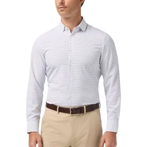 Mizzen+Main Leeward Long Sleeve Button Down Golf Shirt Passion Purple Multi Diamond
