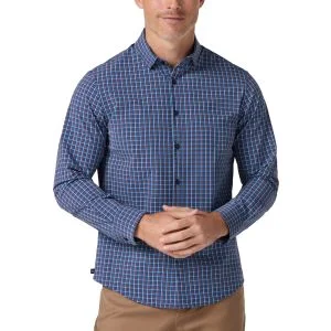 Mizzen+Main Leeward No Tuck Button Down Golf Shirt - Cobalt Doug Plaid