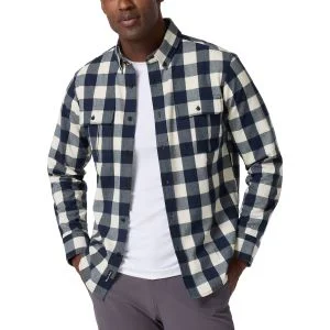 Mizzen+Main Upstate Flannel Golf Shirt - Birch Leo Buffalo Check