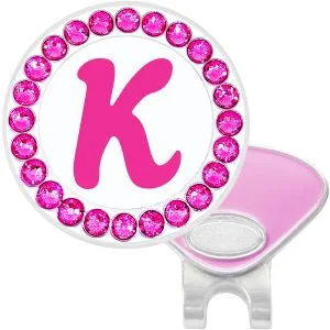 Navika Pink Initial Ball Marker with Swarovski Crystals