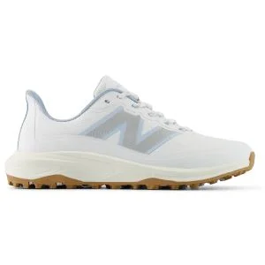 New Balance Women's Fresh Foam Contend v3 White/Blue Golf Shoes Lateral Side View