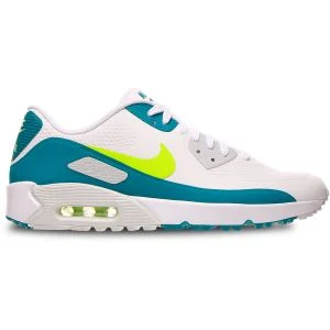 Nike Air Max 90 G Golf Shoes White/Volt/Bright Spruce Lateral Side View