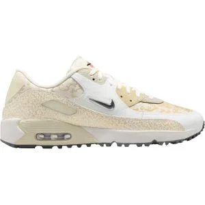 Nike Air Max 90 G NRG Golf Shoes White/Metallic Gold/Sail Lateral Side View