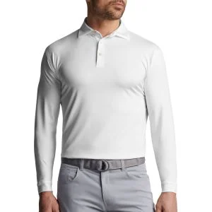 Peter Millar Solid Stretch Jersey Long Sleeve Golf Polo