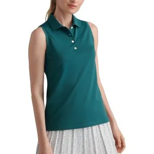 Peter Millar Women's Banded Sport Mesh Sleeveless Button Golf Polo