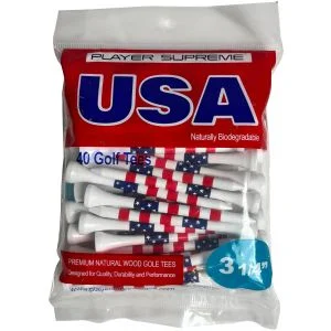 Player Supreme USA 3 1/4" Golf Tees - 40 Pack