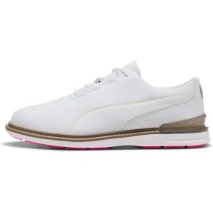 PUMA AVANT 2.0 FS Spikeless Golf Shoes Puma White/Whisp Of Pink/Totally Taupe Lateral Side View
