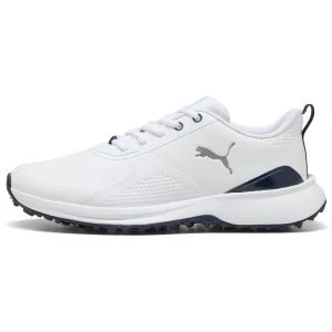 PUMA FUSION GRIP 6 EVO Spikeless Golf Shoes Puma White/Puma Silver Lateral Side View