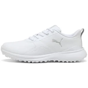 PUMA FUSION GRIP 6 EVO Spikeless Golf Shoes Puma White/Ash Gray Lateral Side View