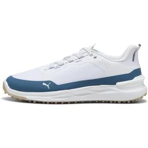 PUMA IGNITE ELEVATE X Spikeless Golf Shoes Puma White/Dark Indigo Medial Side View