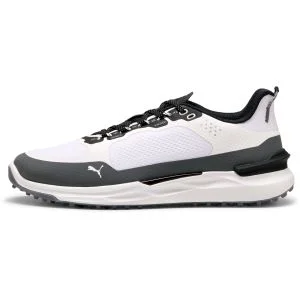PUMA IGNITE ELEVATE X Spikeless Golf Shoes Puma White/Slate Sky/Puma Black Medial Side View