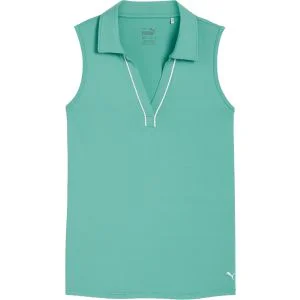 PUMA Junior Girls CLOUDSPUN Piped Sleeveless Golf Polo