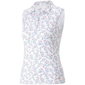 PUMA Junior Girls MATTR Micro Florals Sleeveless Golf Polo 