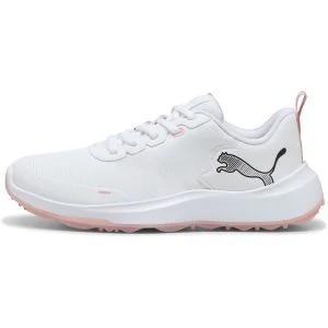 PUMA Junior Gruve Sport Golf Shoes Puma White/Rosy Outlook/Jasmine Flower Lateral Side View