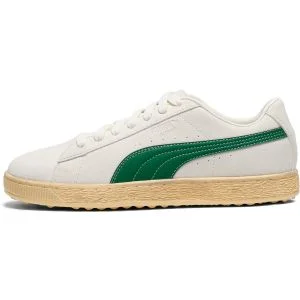 PUMA Suede G 30904 Spikeless Golf Shoes Warm White/Luso Green Lateral Side View