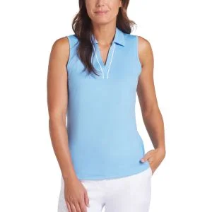 PUMA Womens CLOUDSPUN Piped Sleeveless Golf Polo