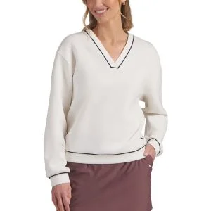 PUMA Womens CLOUDSPUN Fleece V-Neck Golf Crewneck