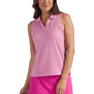 PUMA Womens CLOUDSPUN Mono Check Sleeveless Golf Polo