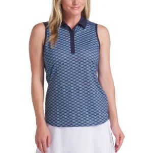 PUMA Womens CLOUDPSUN Scallop Sleeveless Golf Polo