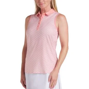 PUMA Womens CLOUDPSUN Scallop Sleeveless Golf Polo