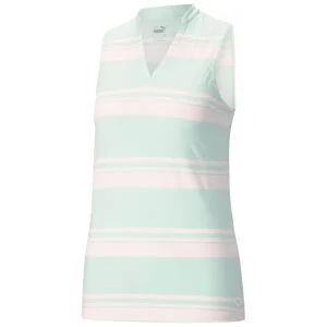 PUMA Women's CLOUDSPUN Valley Stripe Sleeveless Golf Polo 