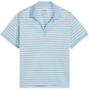 PUMA Womens Everyday Stripe Pique Golf Polo