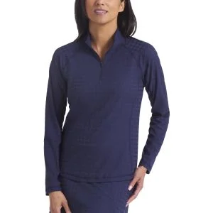 PUMA Womens Houndstooth Quarter Zip Golf Pullover