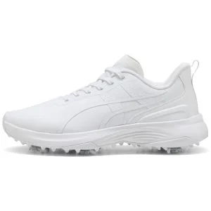 PUMA Women's IGNITE BLAZE 3 Golf Shoes Puma White/Silver Mist Lateral Side View