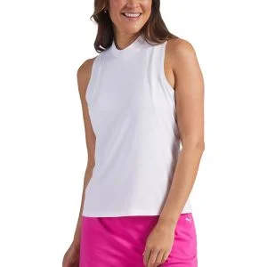PUMA Womens Nylon Sport Sleeveless Mockneck Golf Polo