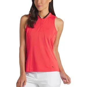 PUMA Womens Range Pique Sleeveless Golf Polo