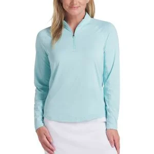 PUMA Womens YouV Brrr Solid Quarter Zip Golf Pullover