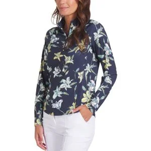 PUMA Women's YouV Lily Floral Quarter Zip Golf Top