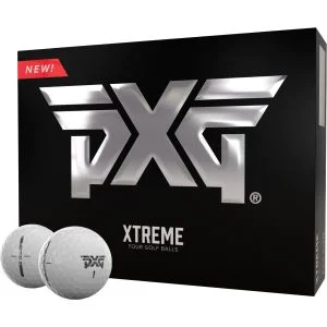 PXG Xtreme Tour White Golf Balls Dozen Box With Balls In Front