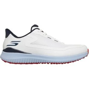 Skechers Women's Slip-ins GO GOLF Flight Golf Shoes White/Navy Lateral Side View