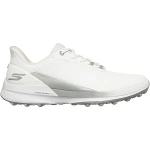 Skechers Women's Slip-ins Waterproof GO GOLF Pure SI Golf Shoes White/Silver Lateral Side View