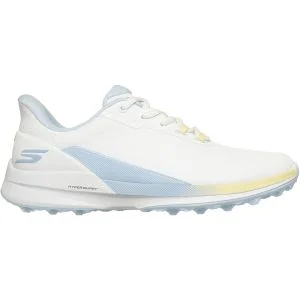 Skechers Women's Slip-ins Waterproof GO GOLF Pure SI Golf Shoes White/Light Blue/Yellow Lateral Side