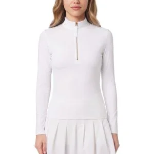 Williams Athletic Club Women's Summer Quarter Zip Long Sleeve Golf Top White