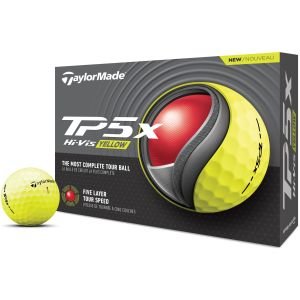 2024 TaylorMade TP5x Yellow Golf Balls Dozen Box And Ball