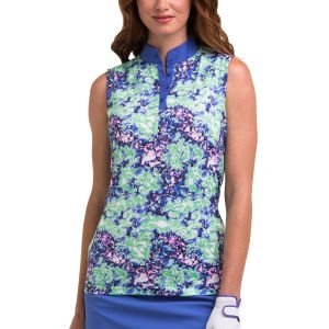 EPNY Women's Sleeveless Mock Floral Blur Print Golf Top