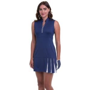 EPNY Womens Sleeveless Zip Mandarin Collar Golf Dress