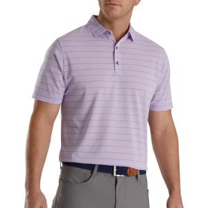 FootJoy Athletic Fit Open Stripe Jersey Self Collar Golf Polo Pale Purple/River Rock