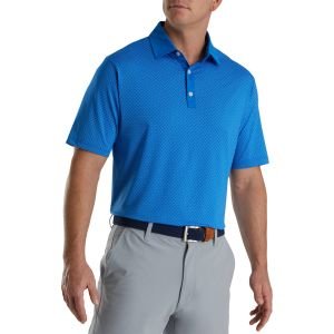 Footjoy Diamond Print Lisle Self Collar Golf Polo - Royal