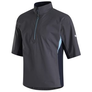 FootJoy HydroLite Short Sleeve Golf Rain Shirt - Charcoal/Navy/Light Blue