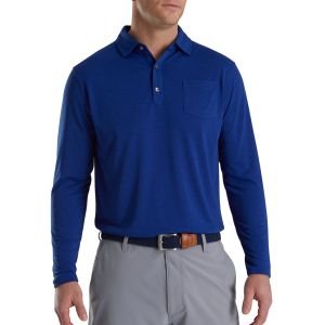 FootJoy Long Sleeve Jersey Golf Polo Shirt - Ocean Heather