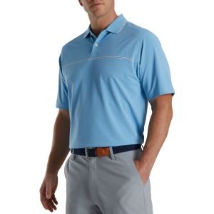 FootJoy Small Details Stretch Pique Knit Collar Golf Polo - Dusk Blue